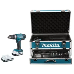 Perceuse Visseuse à Percussion MAKITA 18V Li-Ion 1.3Ah En Mallette ALU + KIT D'accessoires - HP457DWEX4